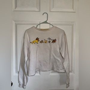 White lion king small cropped sweatshirt